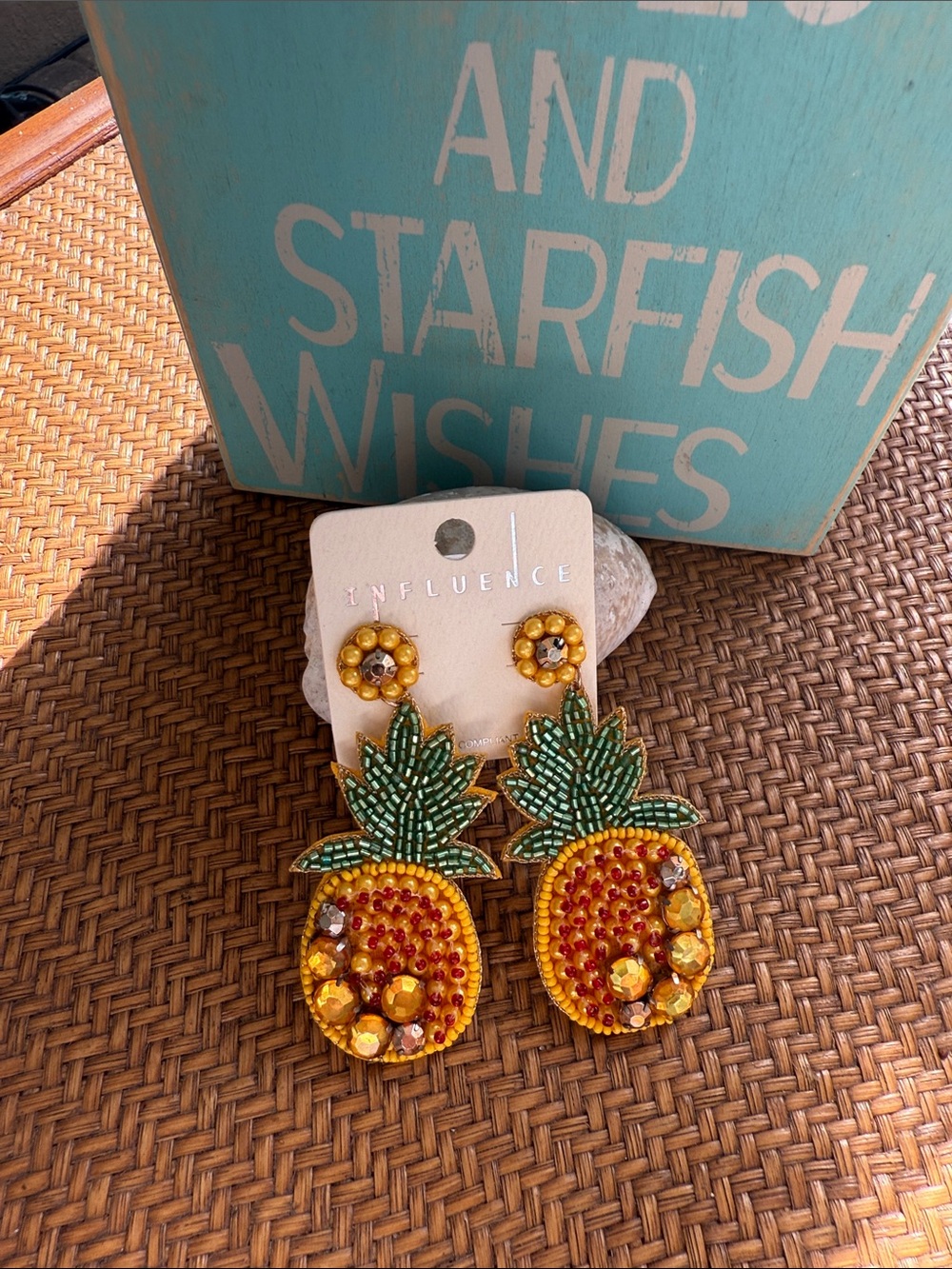 Beaded Yellow Pineapple Drop Earrings - Women Jewelry - Picture 6 of 7